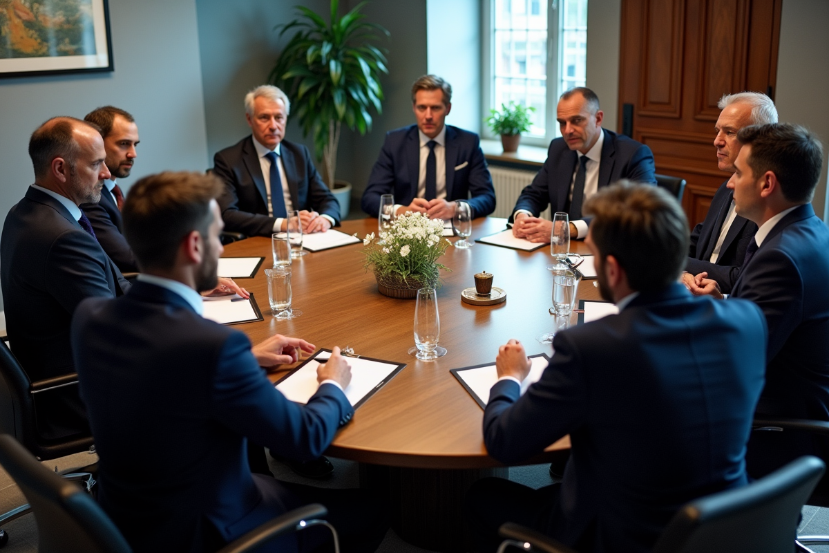 Réunion de leaders français en discussion autour d’une table