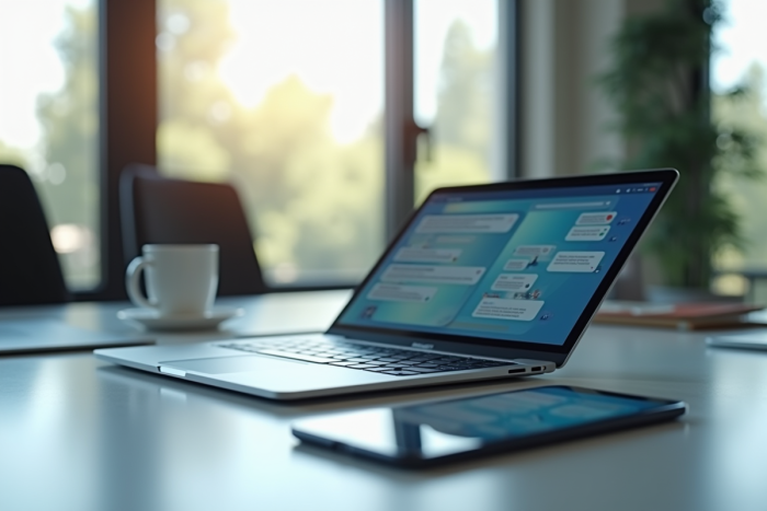 Espace de travail moderne avec ordinateur et smartphone